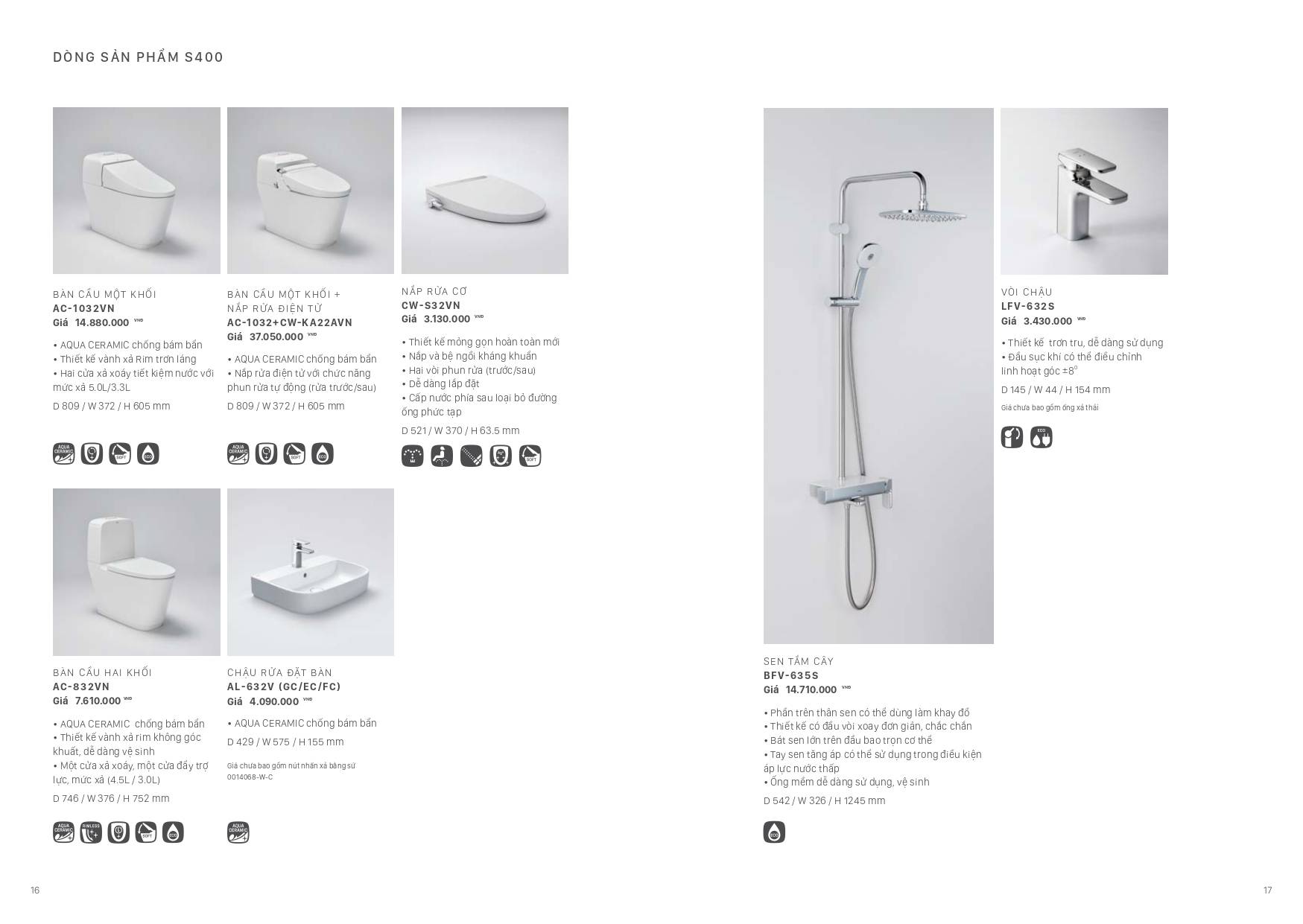 Thiết bị vệ sinh INAX Catalogue và Bảng giá mới nhất 2024 /Page 8